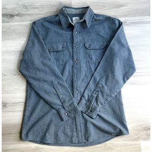 ASCEND Men's Button Up Shirt Blue Textured Outdoor Flannel L